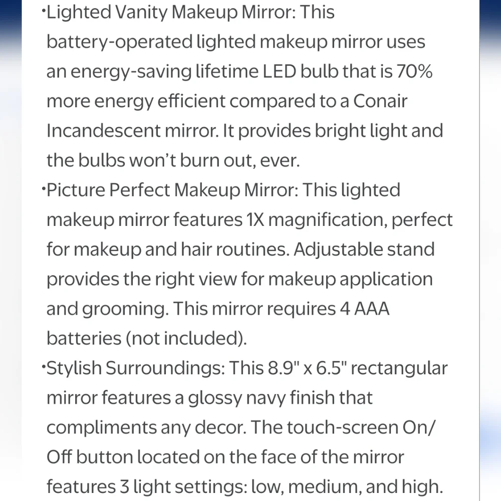 Conair Unfiltered Vibes LED Touchscreen Lighted 1X Magnification Vanity Mirror